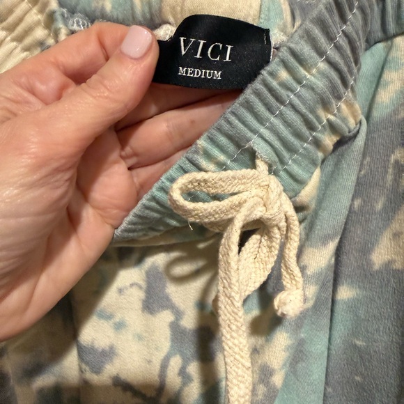 Vici Tie-Dye Lounge Top and joggers in sea foam green, gray & White - Picture 3 of 5
